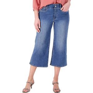 NYDJ Cool Embrace Sz 28W Wide Leg Denim Crop Jeans-Compass (BLUE) Lift and Tuck